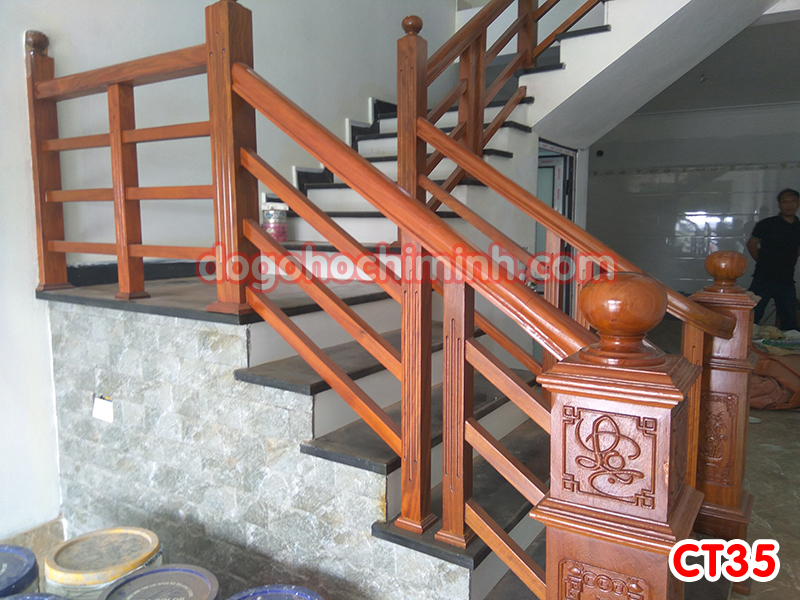 Cầu thang gỗ đẹp giá rẻ CT35